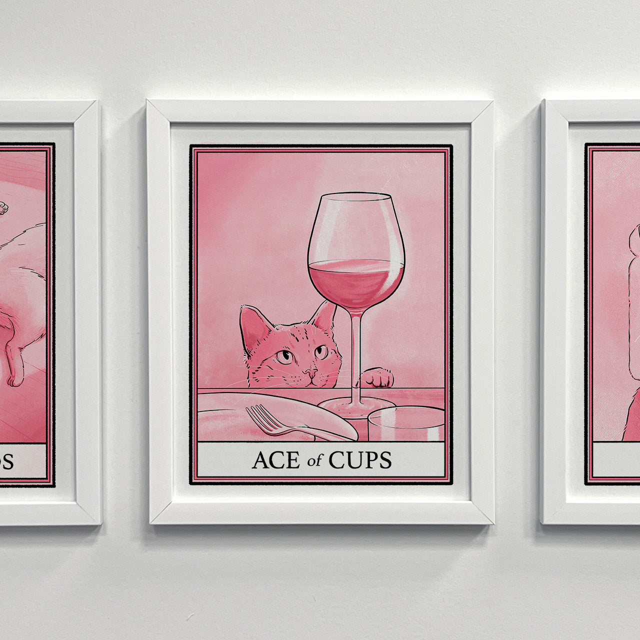 Pink cat tarot Ace of Cups print