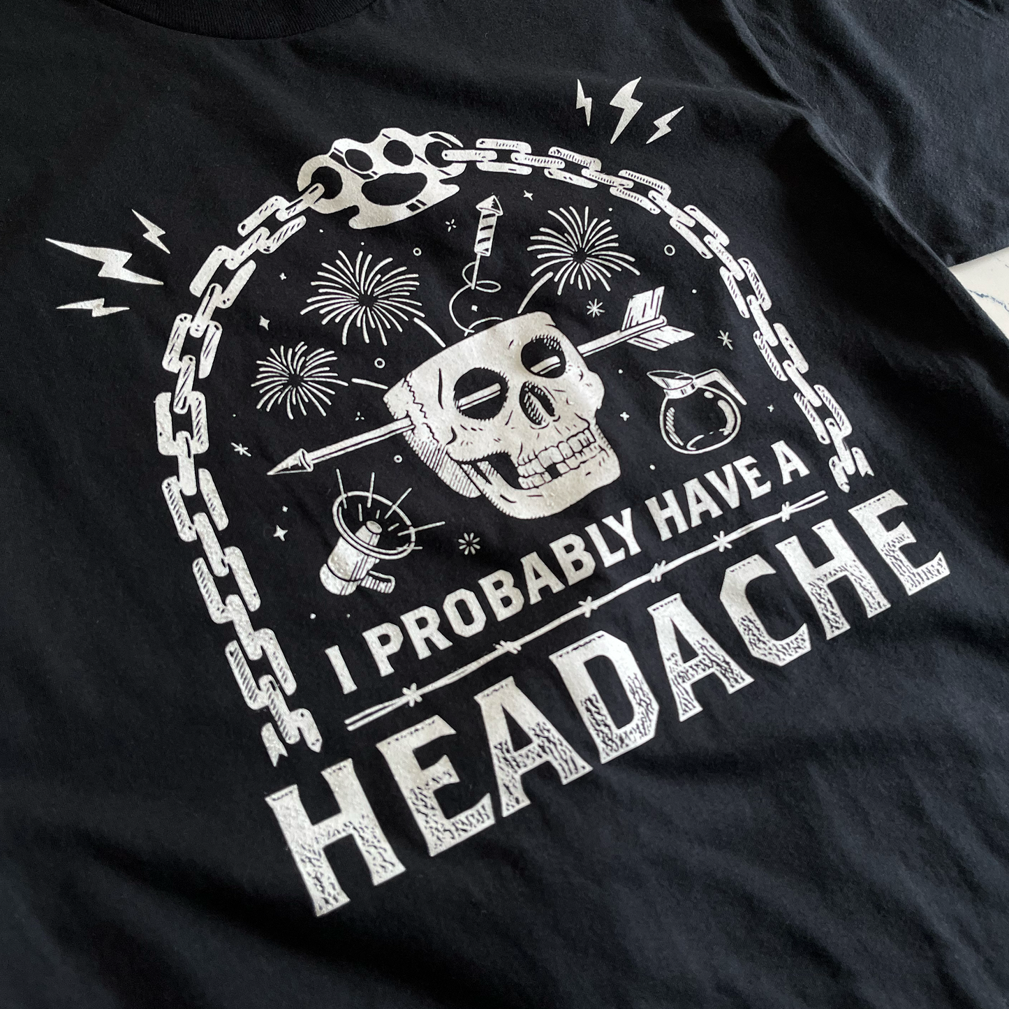 I Probably Have a Headache Black Relaxed Fix Unisex T-Shirt
