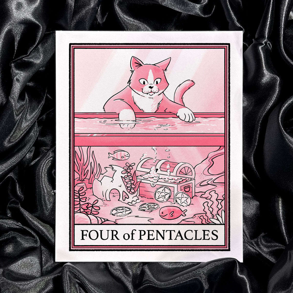 Cat Tarot Four Of Pentacles Print
