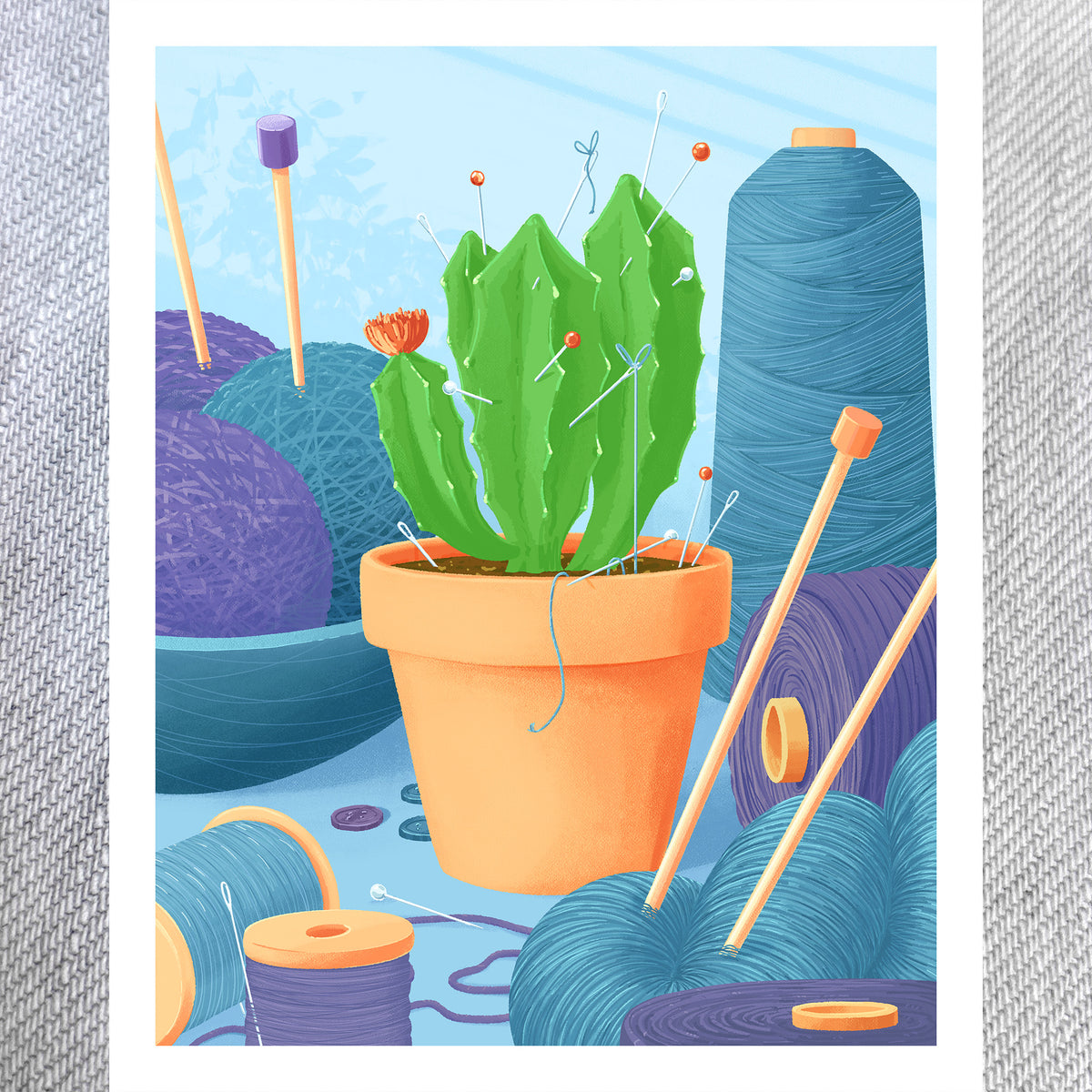 Pin Cushion Cactus Print