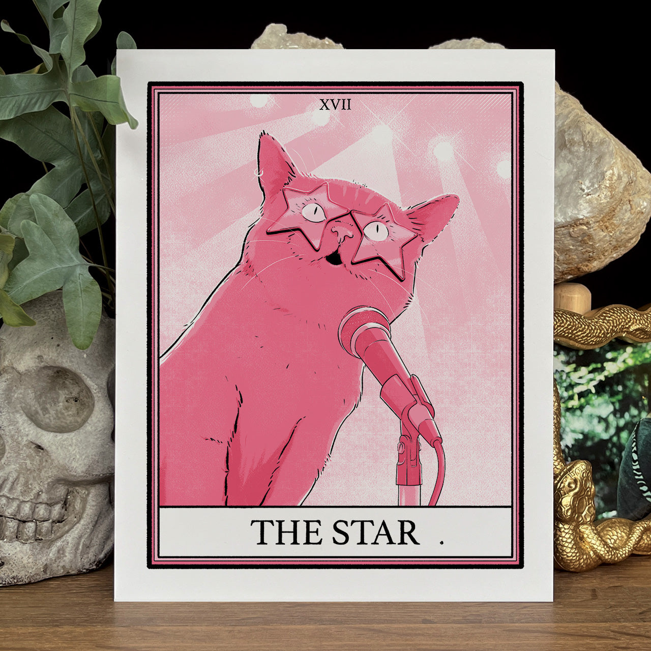 Pink cat tarot The Star print
