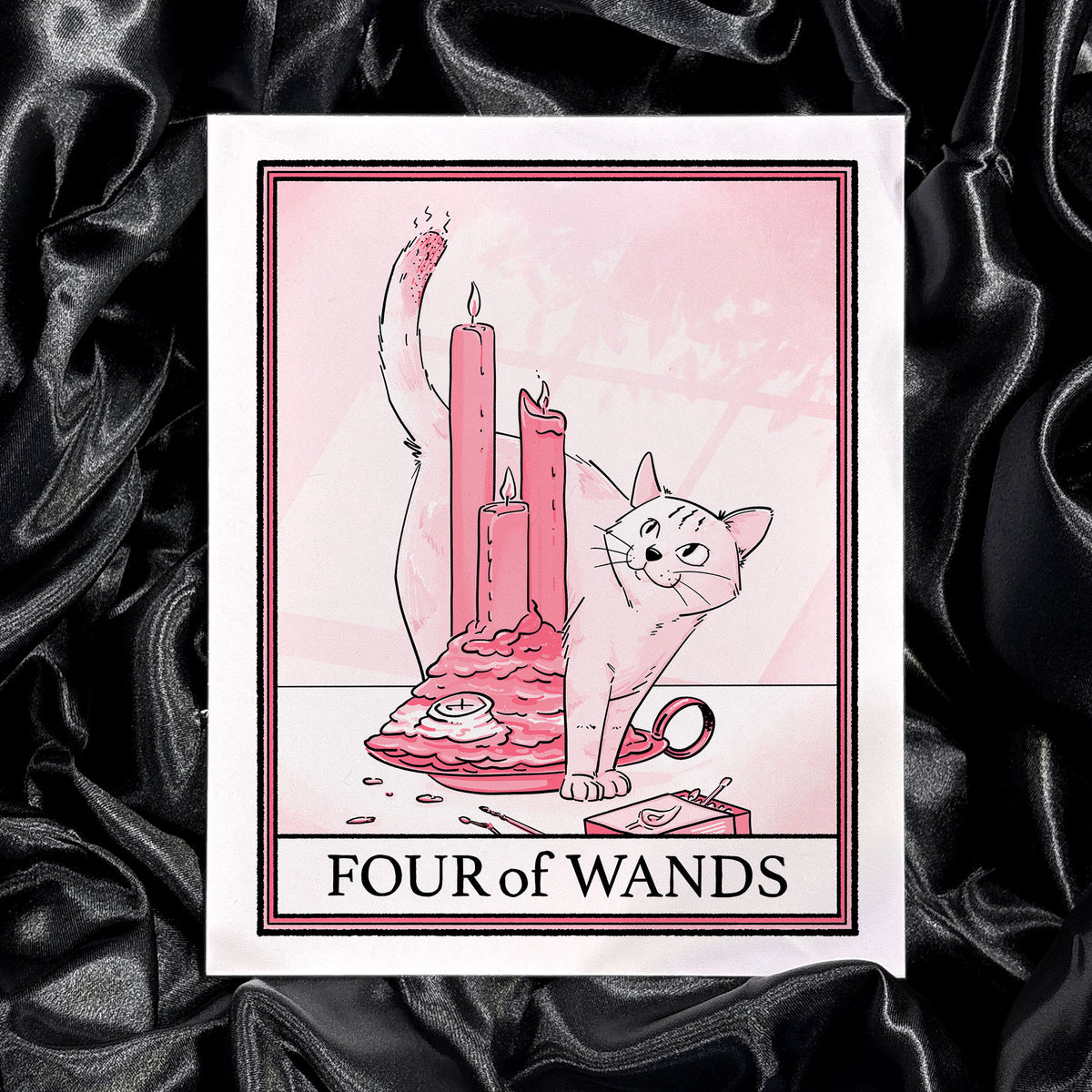 Cat Tarot Four Of Wands Print