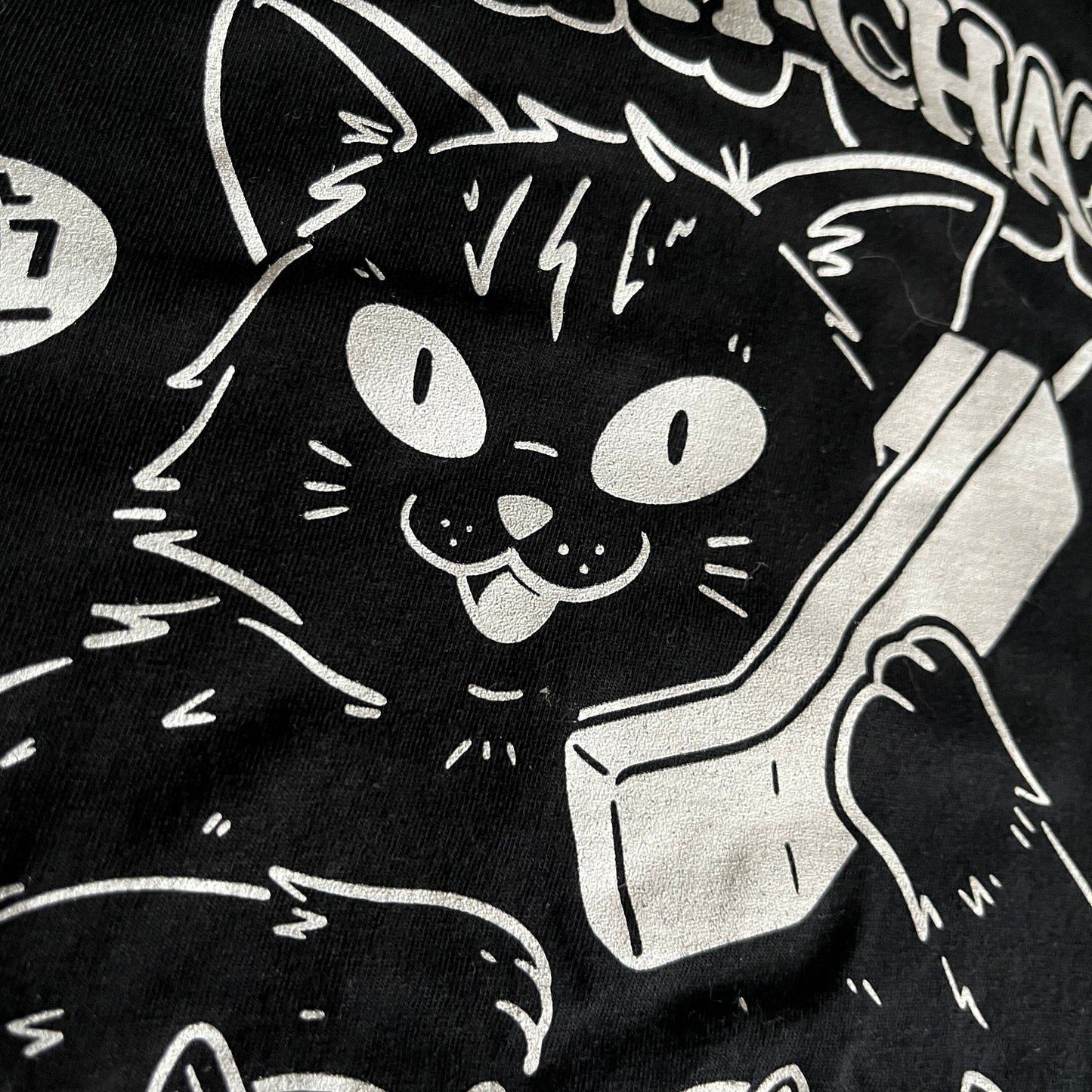 1-900-Cat-Chat black t-shirt