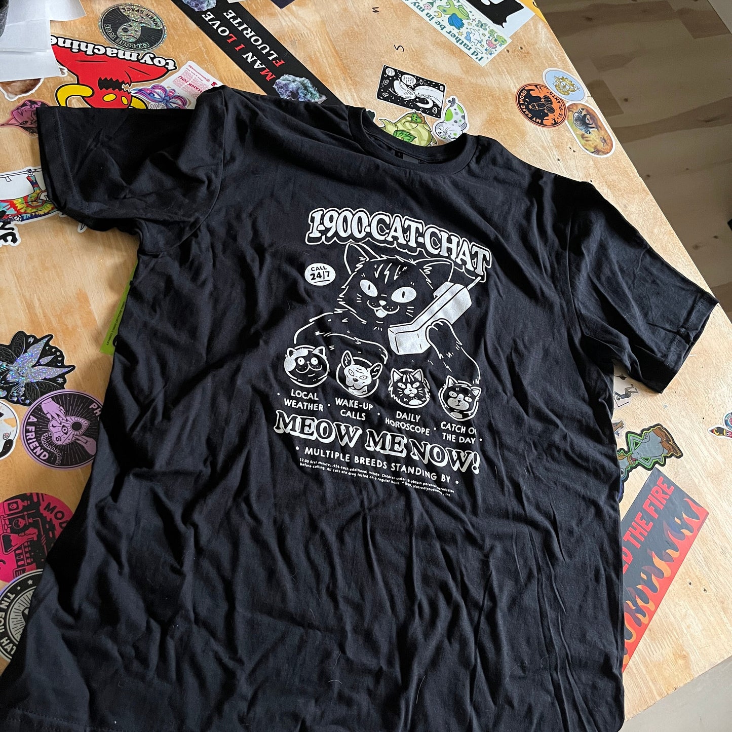 1-900-Cat-Chat black t-shirt