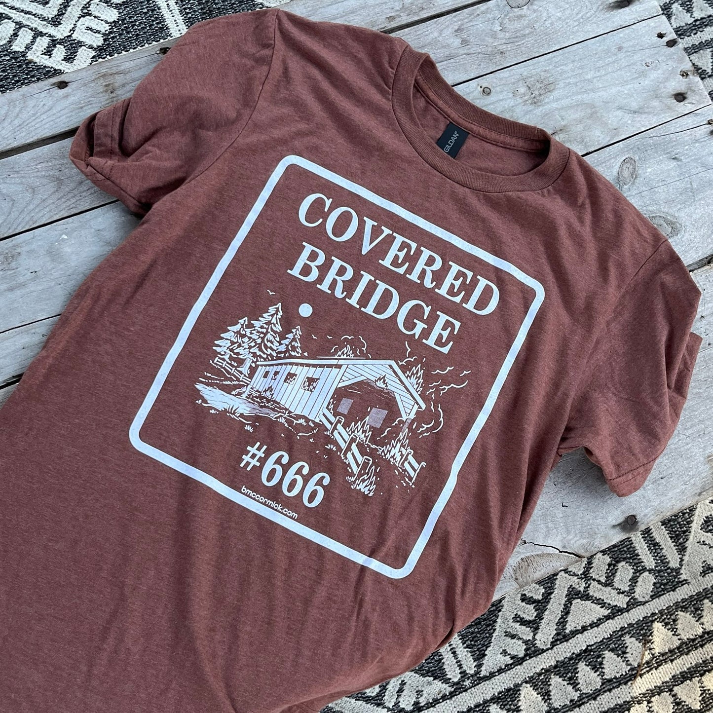 Covered Bridge #666 brown t-shirt