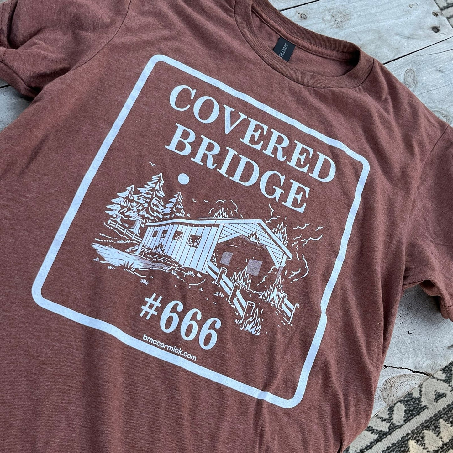 Covered Bridge #666 brown t-shirt