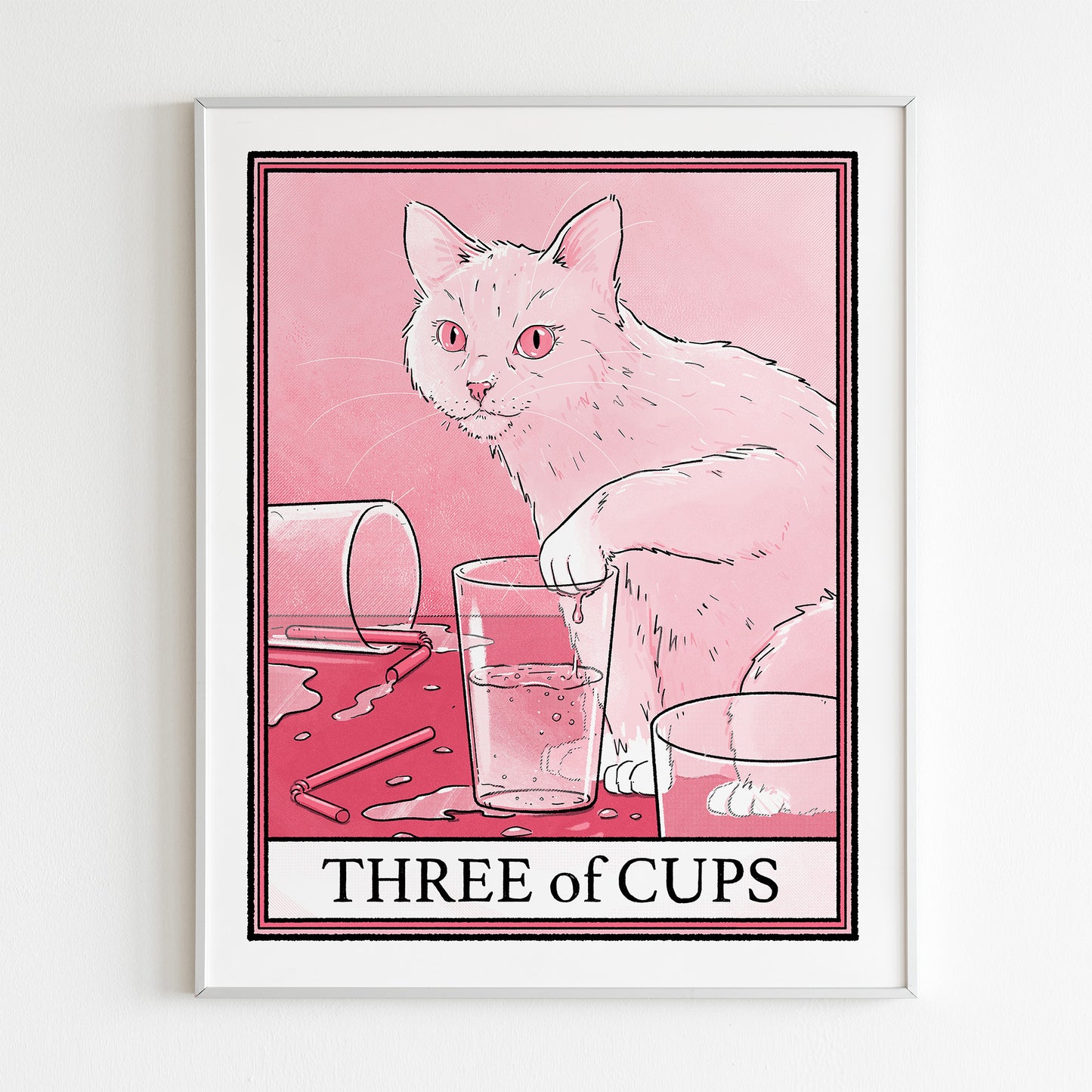 Cat Tarot Three of Cups Print