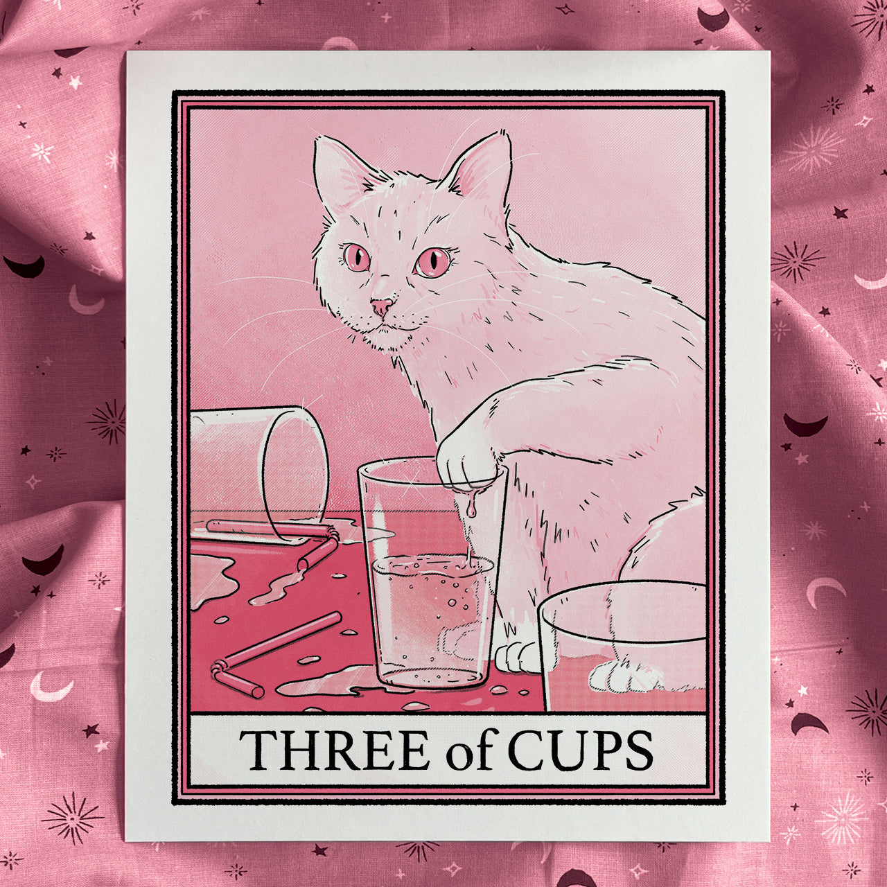 Cat Tarot Three of Cups Print