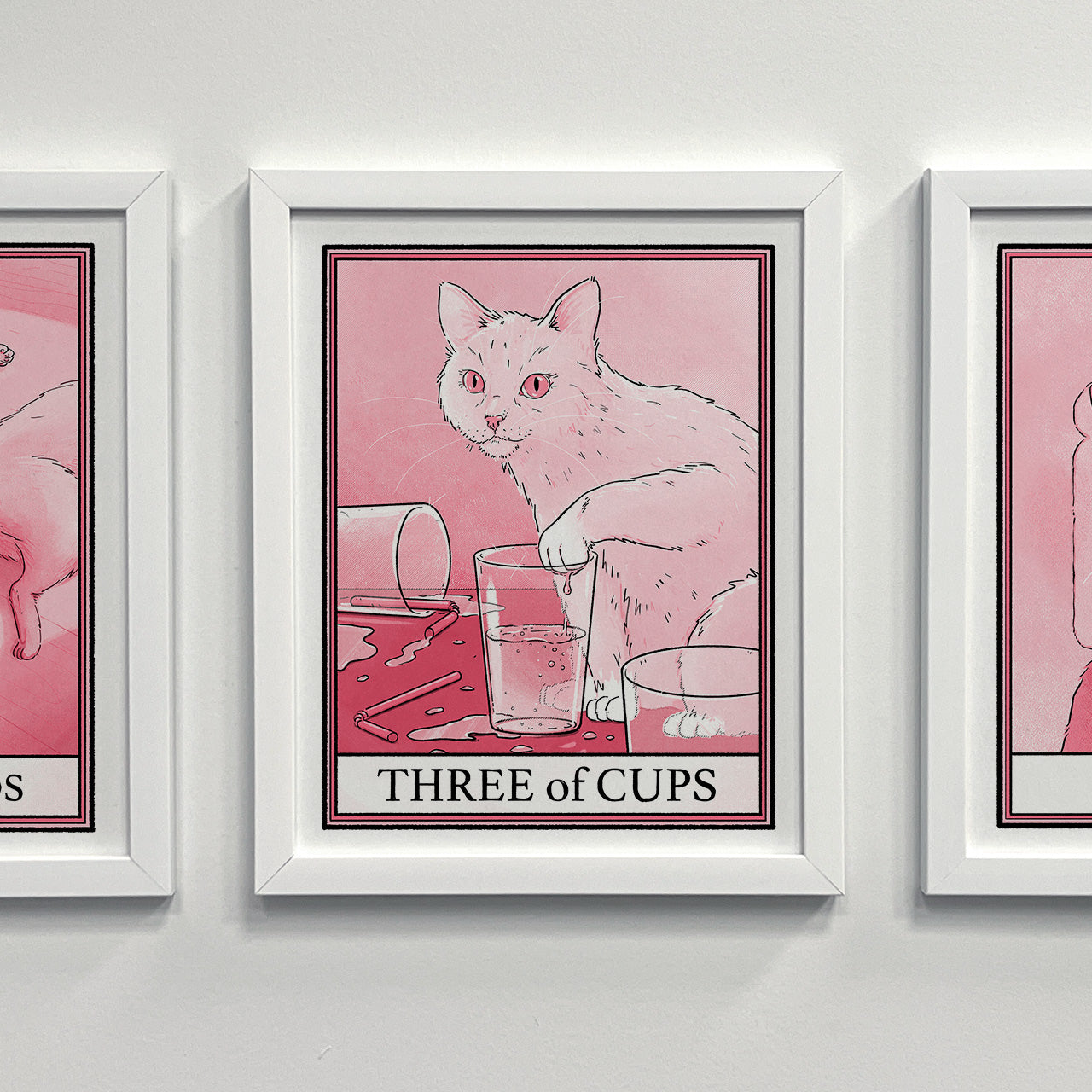 Cat Tarot Three of Cups Print