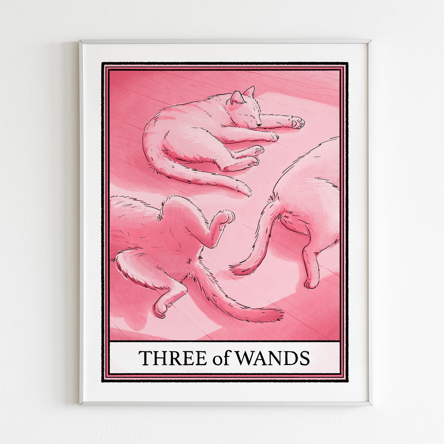 Cat Tarot Three of Wands Print