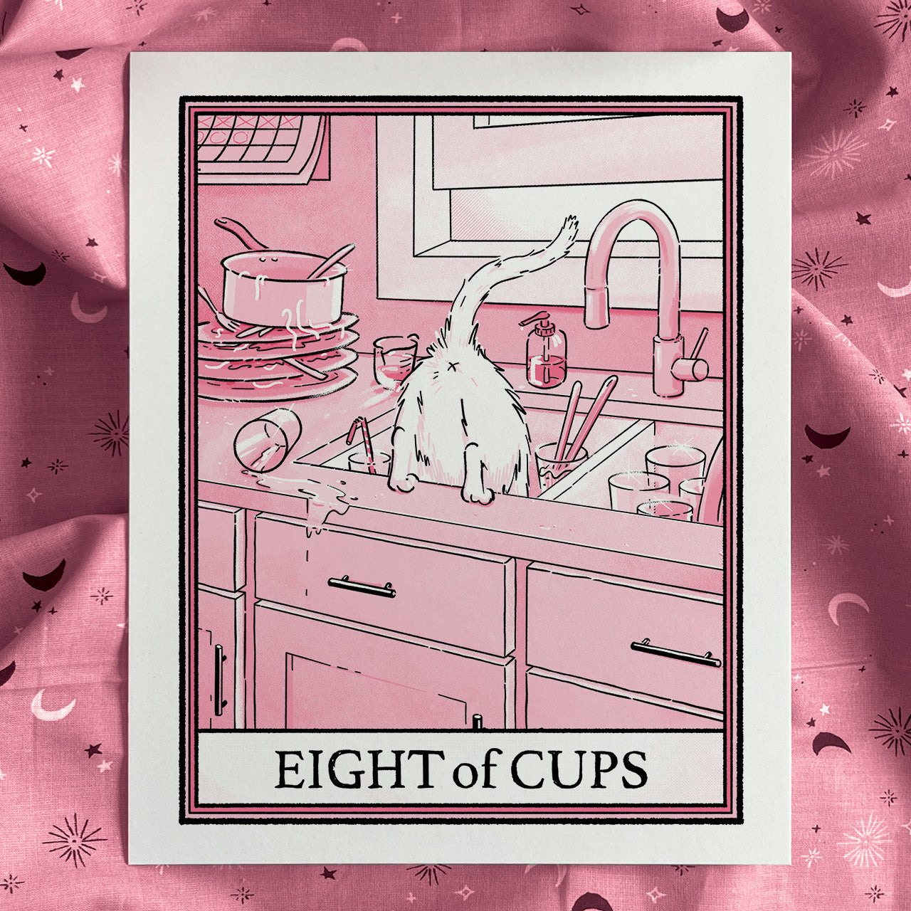 Cat Tarot Eight of Cups print