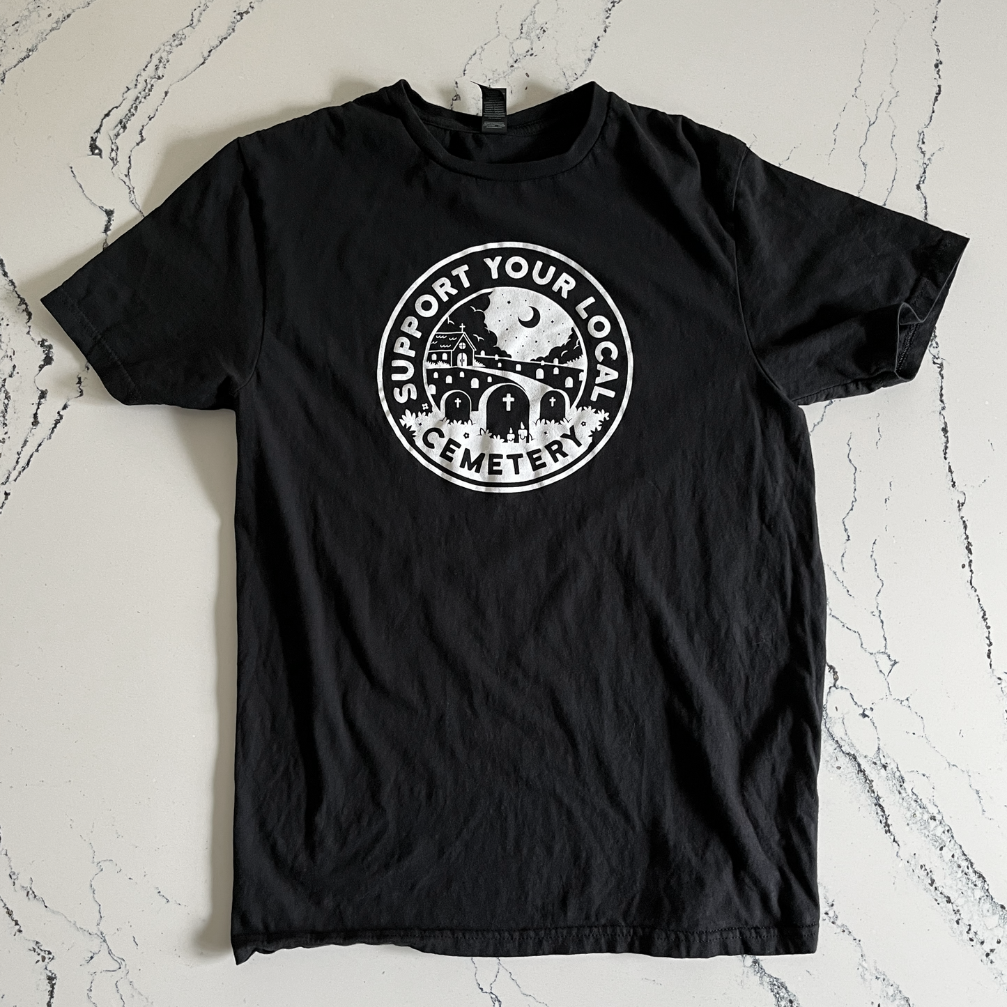 Support Your Local Cemetery Black Relaxed Fix Unisex T-Shirt