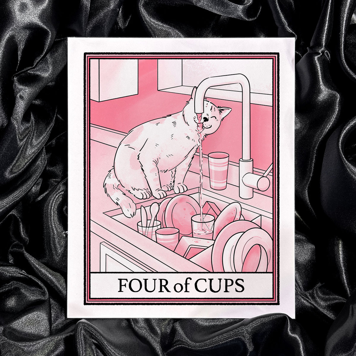 Cat Tarot Four of Cups Print