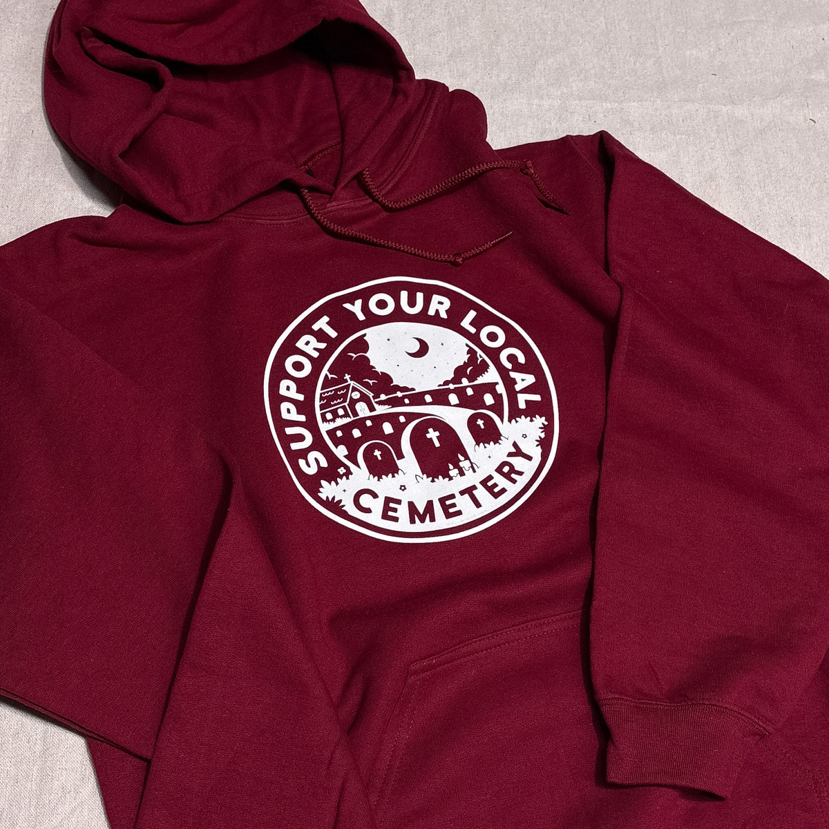 Support Your Local Cemetery Hoodie Red
