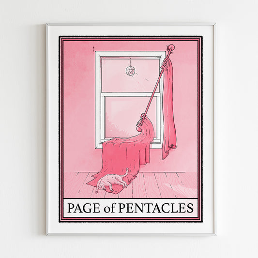 Cat Tarot Page of Pentacles Print