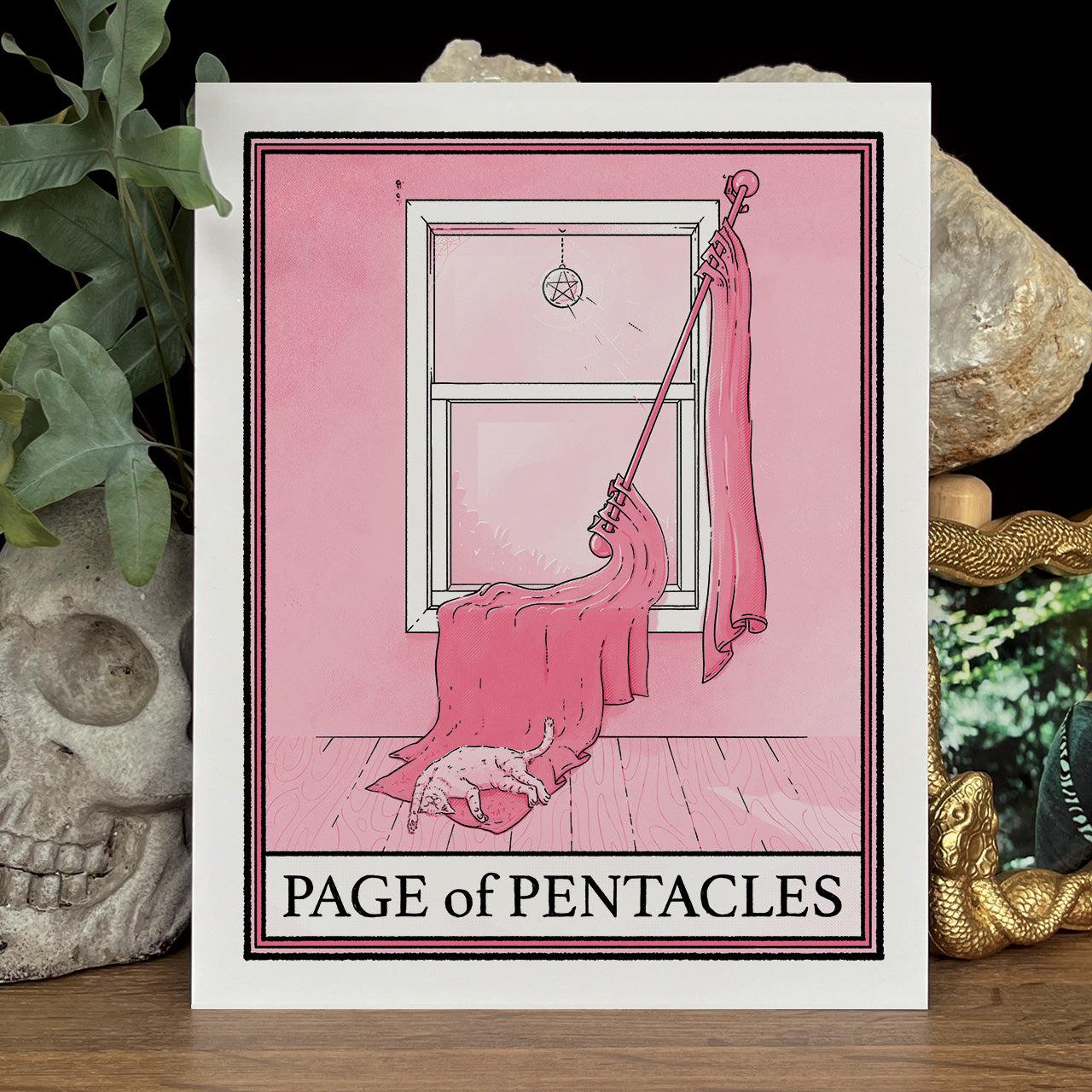 Cat Tarot Page of Pentacles Print