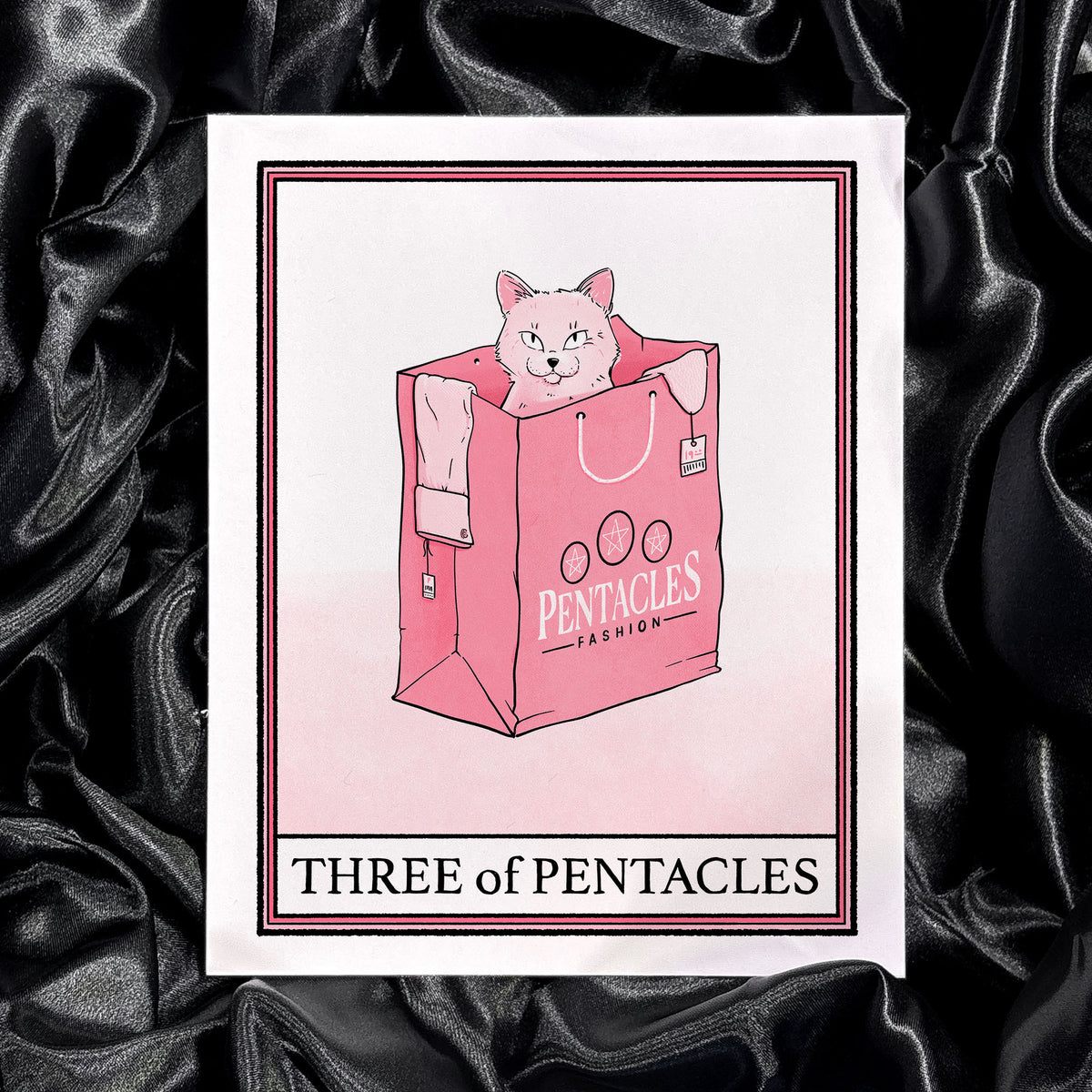 Cat Tarot Three Of Pentacles Print