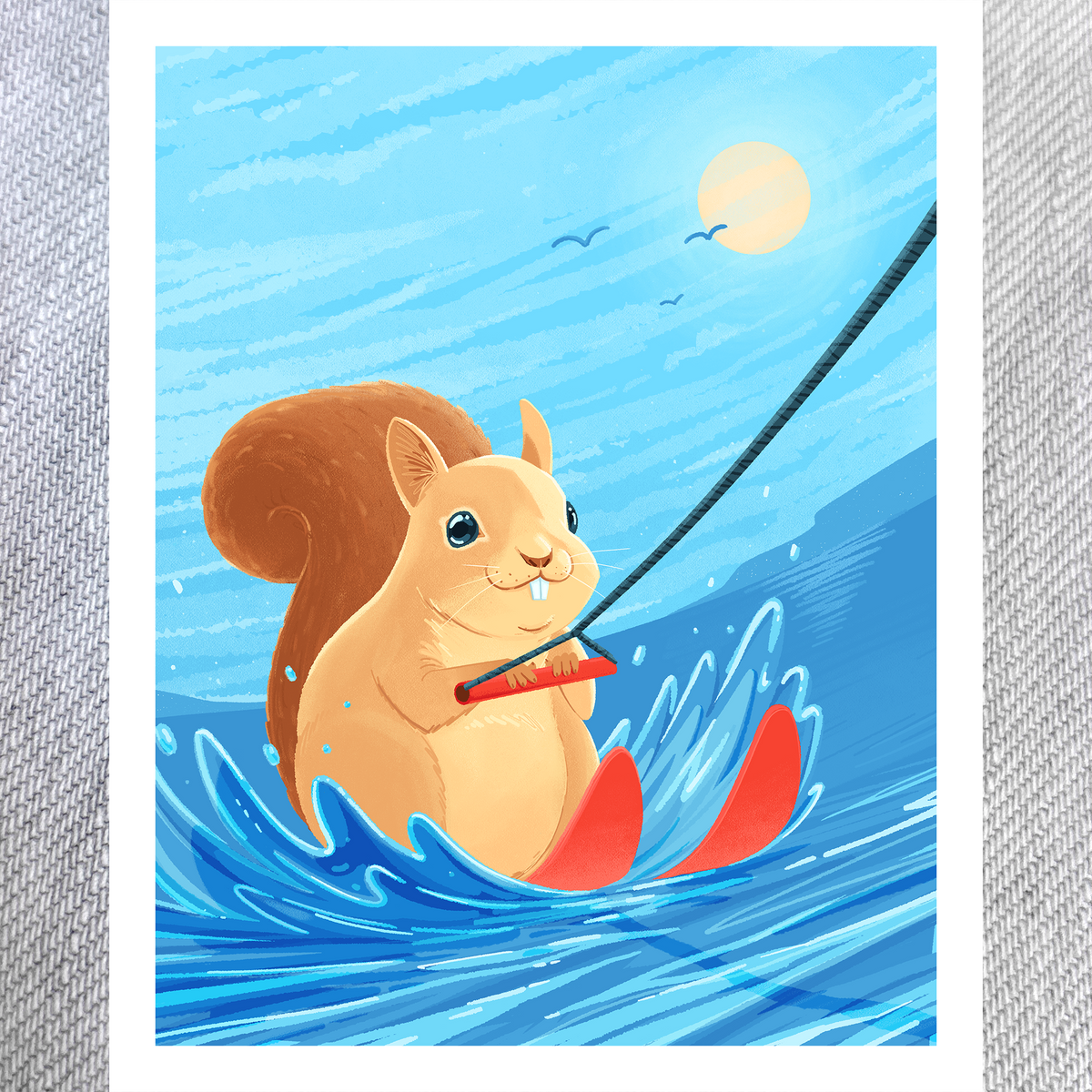 Waterskiing Squirrel Print