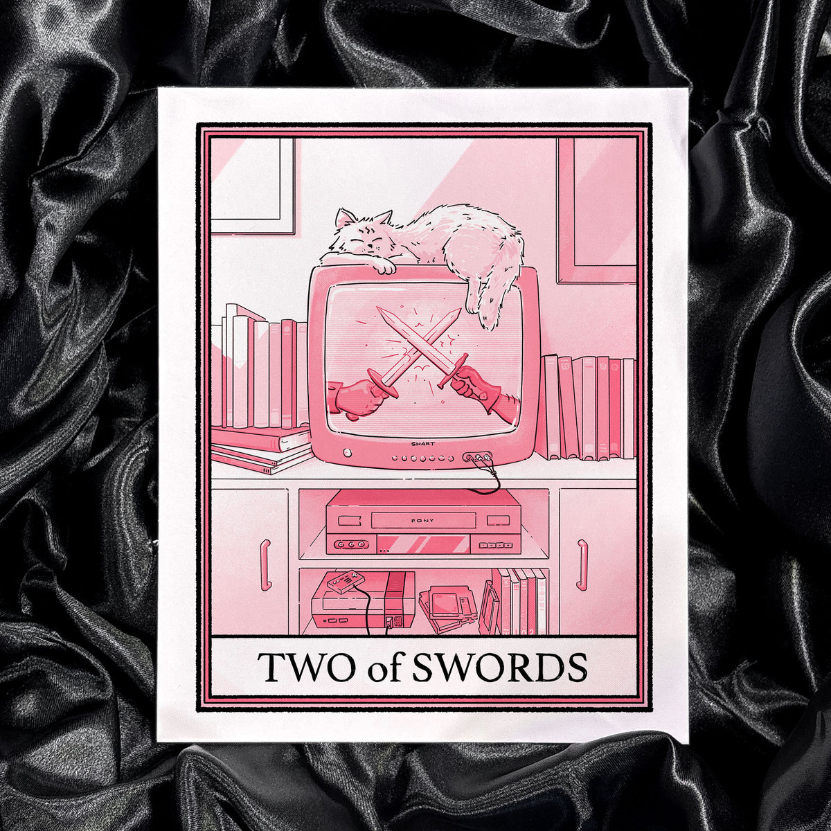 Cat Tarot Two Of Swords Print